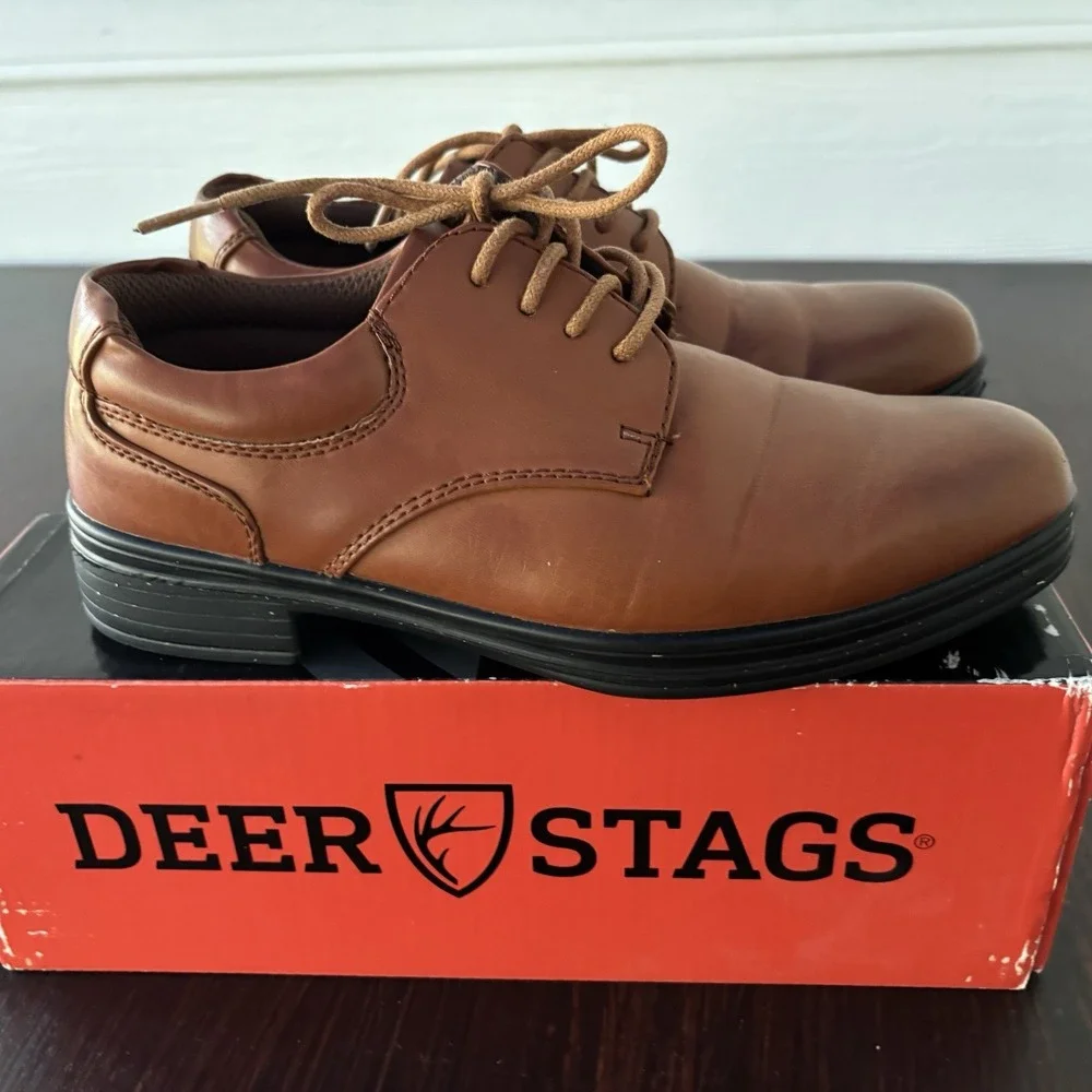 Deer Stags‎ Kids Blazing Oxford Big Boys Shoes Size 1.5 M, Brown Luggage Nice!
